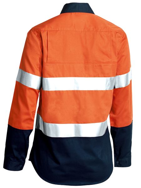 Bisley Women's Long Sleeved HiVis Vented Shirt with Tape