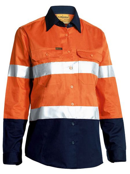 Bisley Women's Long Sleeved HiVis Vented Shirt with Tape