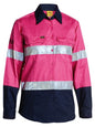 Bisley Women's Long Sleeved HiVis Vented Shirt with Tape