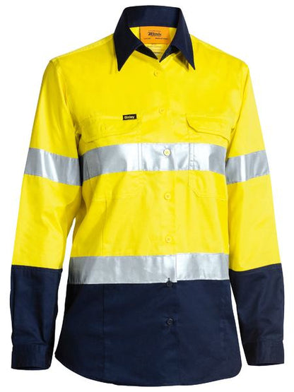 Bisley Women's Long Sleeved HiVis Vented Shirt with Tape