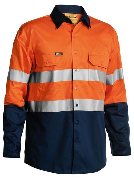 Bisley HiVis Vented Long Sleeved Shirt with Tape