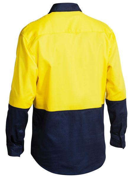 Bisley Closed Front Long Sleeved HiVis Drill Shirt