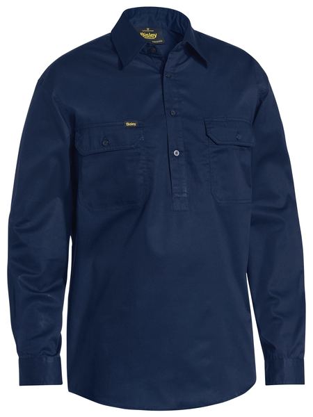 Bisley Closed Front Vented Long Sleeved Cotton Drill Shirt