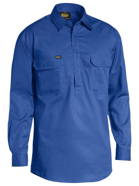 Bisley Closed Front Vented Long Sleeved Cotton Drill Shirt