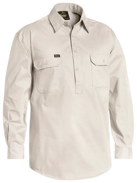 Bisley Closed Front Vented Long Sleeved Cotton Drill Shirt